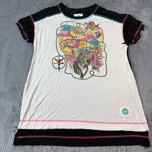 Double D Ranch End Of Ride Embroidered Beaded Tee Top Medium Western Cowboy